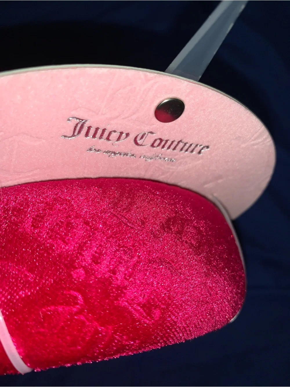 Juicy Couture Hot Pink Embossed Velvet Padded Headband NWT